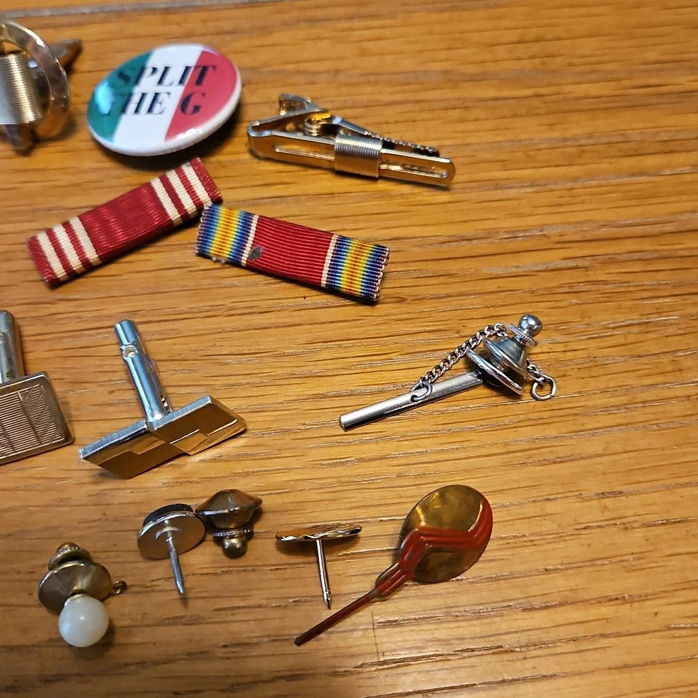 Vintage Junk Drawer Lot Pins Cufflinks Jewelry